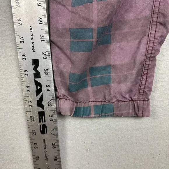 Anthropologie Women's Medium Jacquie Button Fly Jogger Pants Plum Purple Plaid - Picture 4 of 7